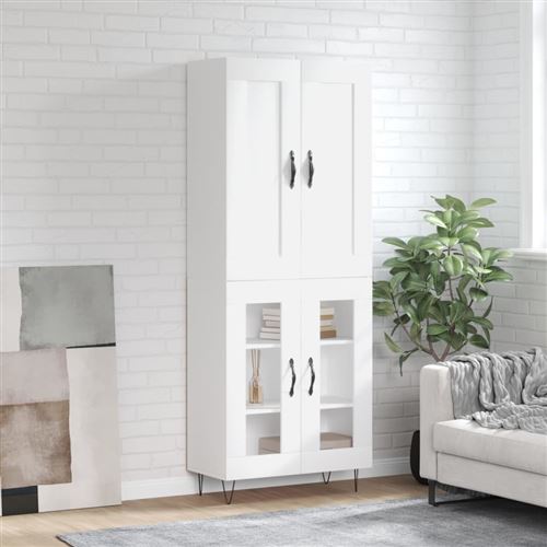 Non Communiqué Blanc Vidaxl Buffet Haut, Armoire De Rangement Avec Pieds, Meuble De Rangement, Organisateur Salon Salle De Séjour, Bois D'ingénierie