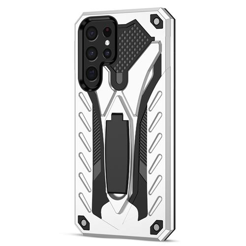 Coque pour Samsung Galaxy S22 Ultra avec Support Pliable Etui Frusde Anti-poussière Anti-chute - Argent
