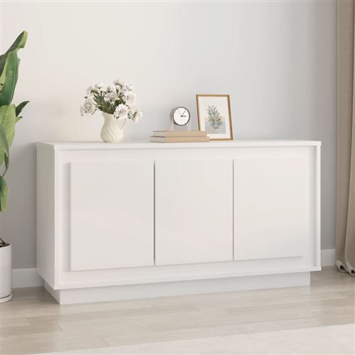 vidaXL Buffet blanc brillant 102x35x55 cm bois d'ingénierie