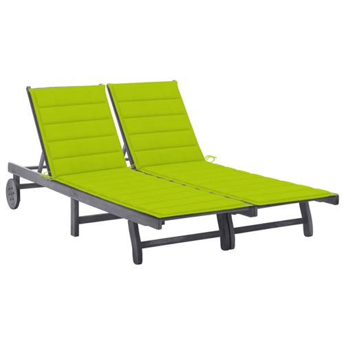 Non Communiqué Gris Chaise Longue De Jardin 2 Places Avec Coussin Acacia
