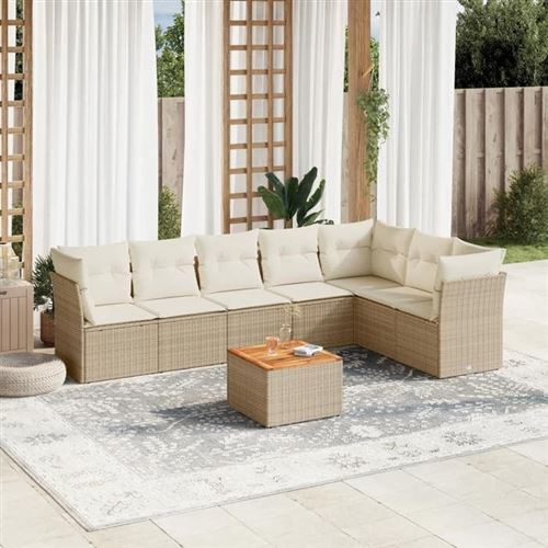 Non Communiqué Beige Salon De Jardin Modulable Vidaxl Rotin 8 Pieces