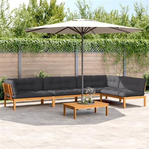 vidaXL 5-tlg. Garten-Sofagarnitur aus Paletten mit Kissen Akazienholz
