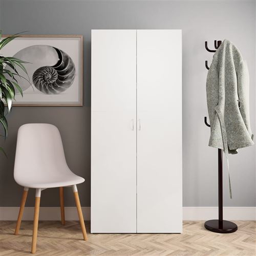 Armoire &agrave; chaussures Blanc 80 x 35,5 x 180 cm Bois d'ing&eacute;nierie