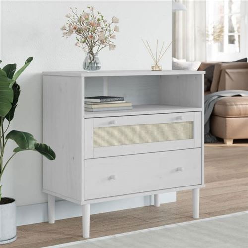 VIDAXL - Buffet - SENJA - Bois de pin massif - Blanc - 80x40x80 cm - Image 3
