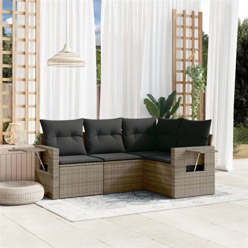 Non Communiqué Gris Vidaxl Salon De Jardin Avec Coussins 4 Pcs, Canapés De Terrasse, Ensemble De Meubles De Patio, Mobilier D'extérieur, 3252447