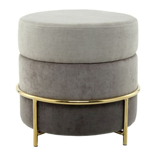GENERIQUE - Pouf - Matilda - Velours - Gris - 48cm - Image 2