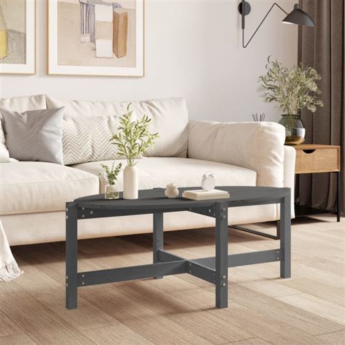 Non Communiqué Gris Table Basse 118X63x45 Cm Bois Massif De Pin