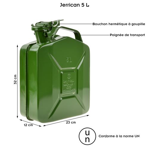 Jerrican essence et gasoil en metal 5 litres (5L)