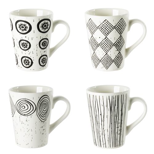 Coffret 4 tasses 18cl Noir et blanc Table Passion