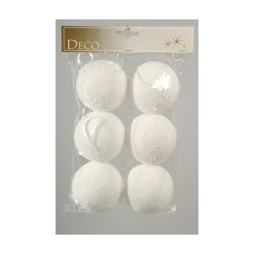 Boules de Noel diamètre 60 mm Coton neige Blanc X6