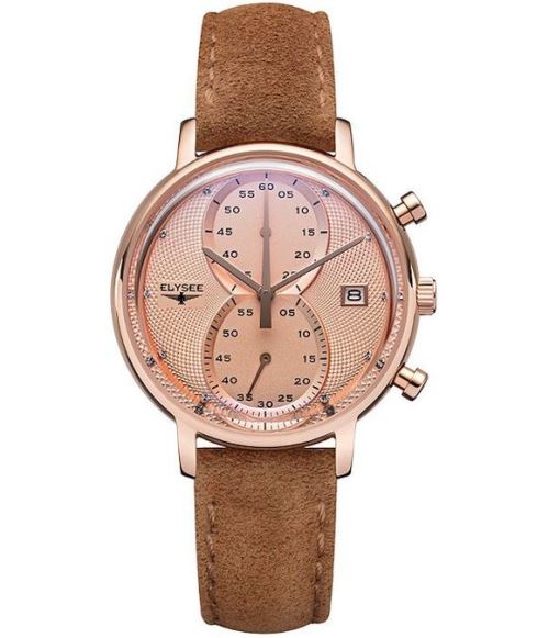 Elysee Montre pour Dames Chronographe Quartz avec Suede Bracelet de Cuir 83824