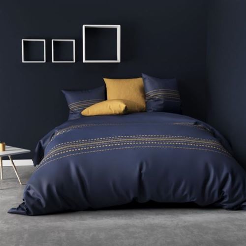 Housse de couette Magnifique, Imprimé Or, Bleu/Or, 220x240cm, 2 personnes, 100% Microfibre