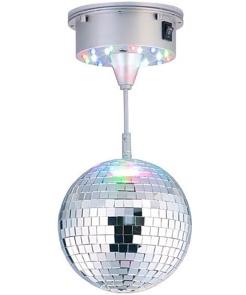 Lunartec : Boule disco rotative Ø 15 cm avec socle, 18 LED