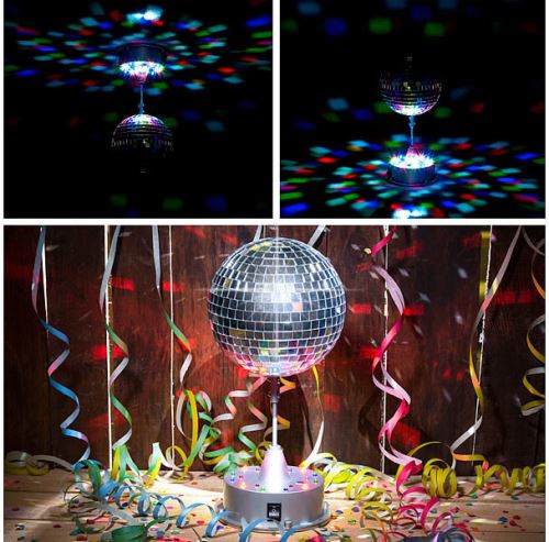 Lunartec : Boule disco rotative Ø 15 cm avec socle, 18 LED