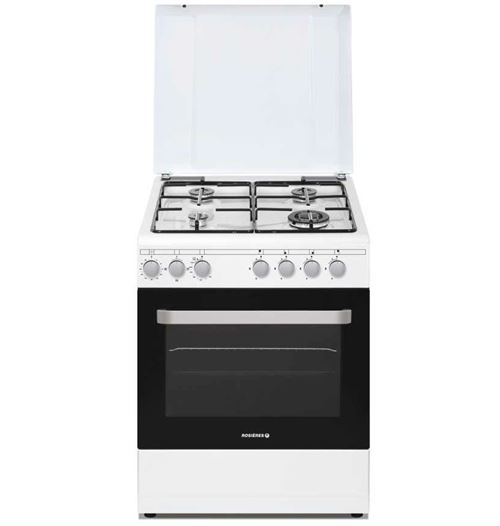 Rosières RGG663CSW/E - Cuisinière - pose libre - largeur : 59.8 cm - profondeur : 61 cm - hauteur : 86 cm - avec système auto-nettoyant - blanc