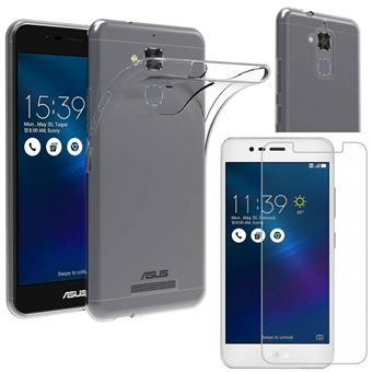 Coque pour ASUS ZENFONE 3 ZOOM S ZE553KL Verre Trempe Film Protection Ecran Housse Etui Gel TPU Silicone Transparent Protection Souple Ultra Mince Fine Slim Leger Anti Choc Resistant