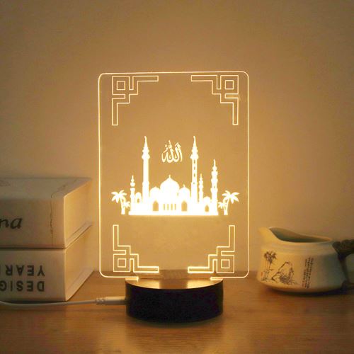 Ramadan musulman 3D Night Light Table Bureau Lampe Chambre USB