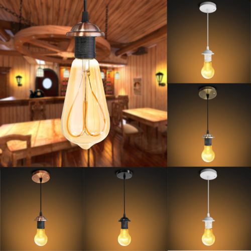 UK STOCK E27 Lustre Plafonnier Lampe Rétro Industriel Vintage Suspension Sans Ampoule Rouge antique