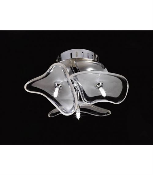 Plafonnier/Applique Otto 3 Ampoules G4 rond, chrome poli/verre dépoli