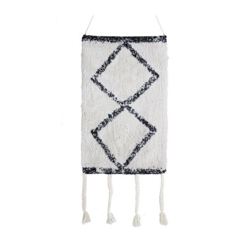 Suspension murale berbere Box - 30 x 50 cm - Beige et noir