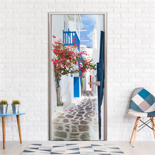 Papier-peint pour porte - Walk through Santorini - Artgeist - 90x210