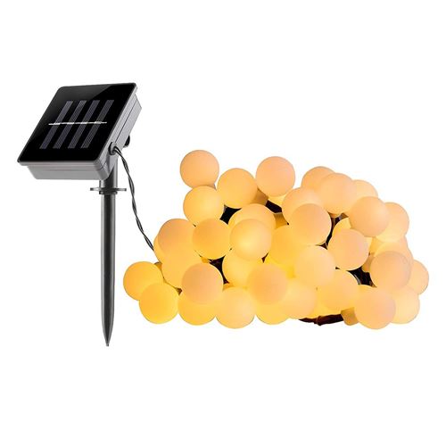 Guirlande lumineuse solaire ampoules rondes 60 LED blanc chaud BILLY 6.90m