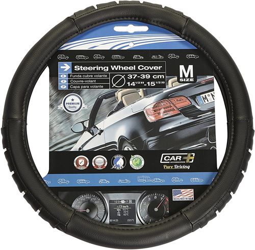 Car Plus housse de volant de voiture 37 - 39 cm cuir artificiel noir