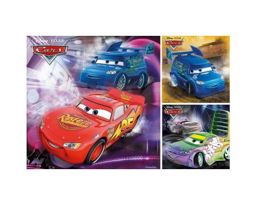 Puzzle 49 Pièces : 3 Puzzles - Cars : Sur la piste de course, Ravensburger