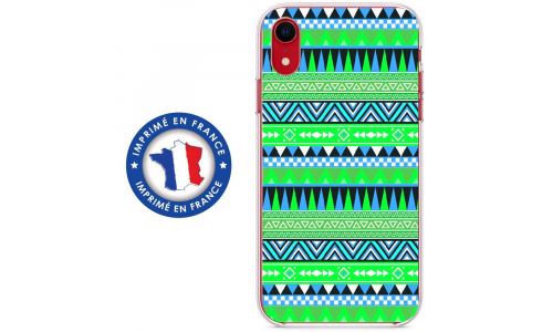Coque souple pour Apple iPhone XR avec impression Motifs aztèque bleu et vert