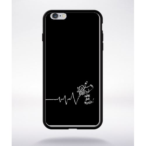 Coque Black Crayon Electrocardiogramme Compatible Apple Iphone 6 Plus Bord Noir Silicone