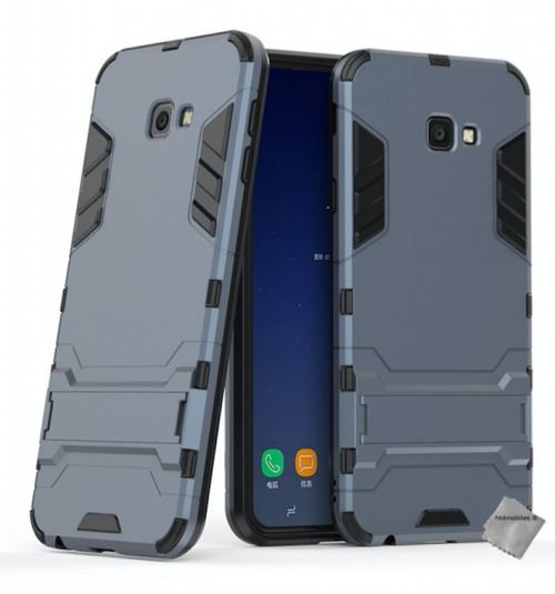 Housse etui coque rigide anti choc pour Samsung Galaxy J4+ Plus (2018) avec verre trempe - BLEU FONCE