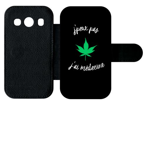 Etui À Rabat Samsung Galaxy Ace 4 G357 J Peux Pas J Ai Mdecine Feuille De Chanvre