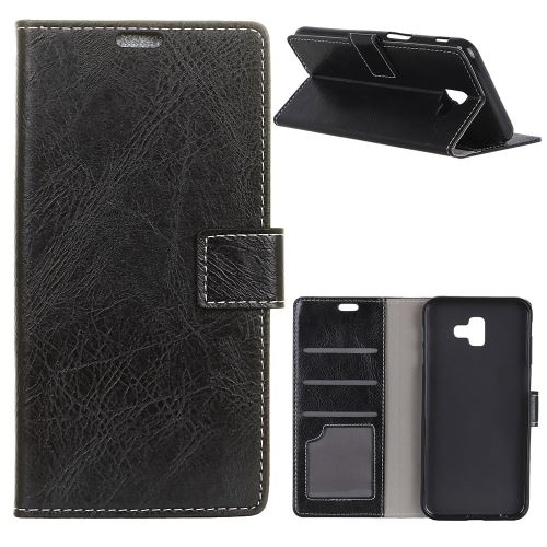 Etui en PU rétro noir pour votre Samsung Galaxy J6 Plus/J6 Premium