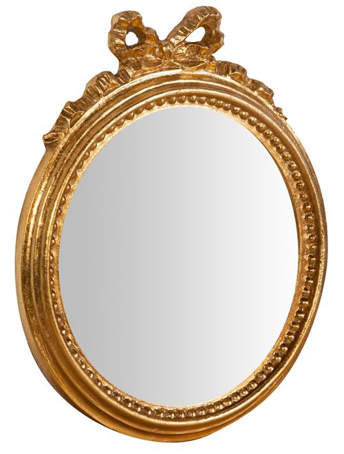 Miroir Mural À Accrocher En Bois Finition Feuille Or Vieilli Aux Dimensions L25 Xpr2,5 Xh29 Cm Made In Italy