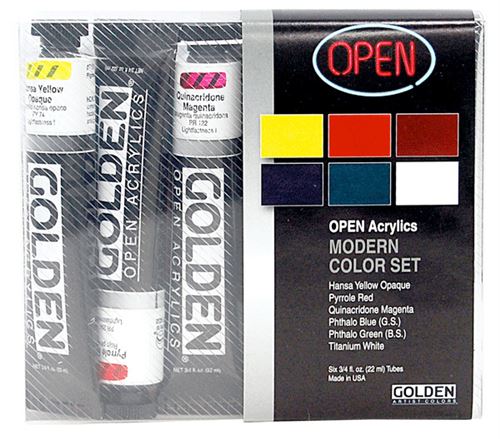 Peinture acrylic open golden 6 tubes pigments modernes - golden