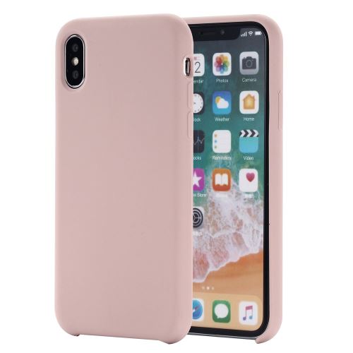 Coque en silicone liquide enroulé sur les bords rose pour votre Apple iPhone XS Max 6.5 pouces