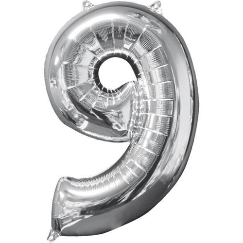 AMSCAN Ballon chiffre 9 - 51 x 66 cm - Argent