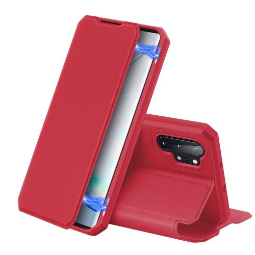 Coque en TPU flip magnétique avec porte-carte rouge pour votre Samsung Galaxy Note 10 Plus 5G/Note 10 Plus