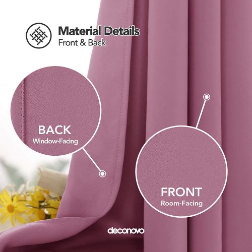 Deconovo Lot De 2 Rideaux Occultant Thermiques Avec Passe Tringle Rideau Uni Opaque Isolant Decoratif Salon Chambre Fille Bebe 117x138cm Rose Rideaux Et Draperies Ameublement Et Decoration