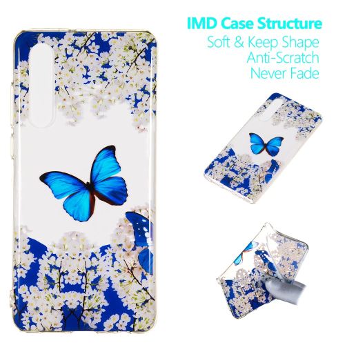 Coque en TPU impression de motifs papillon et fleur pour votre Huawei P30