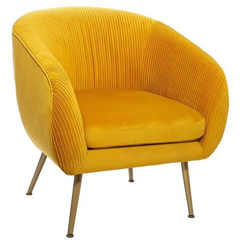 Atmosphera Fauteuil En Velours Solaro - Ocre - Image 2
