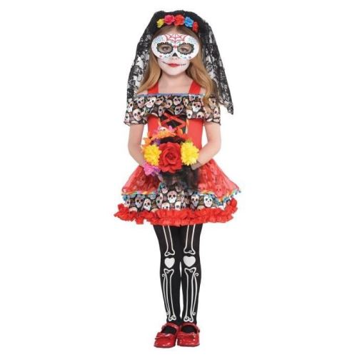 Amscan costume fille sugar skull senorita, taille 14 16 ans