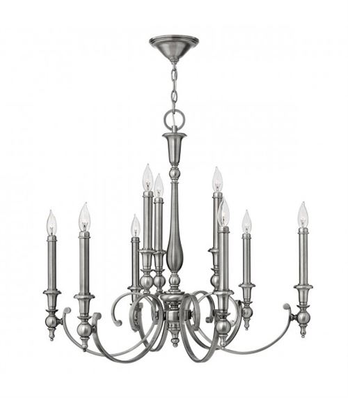Suspension Yorktown, nickel brossé, 9 ampoules