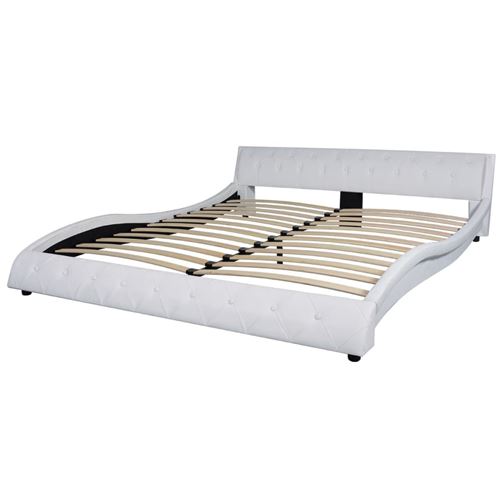 vidaXL Cadre de lit Cuir artificiel 180 x 200 cm Blanc