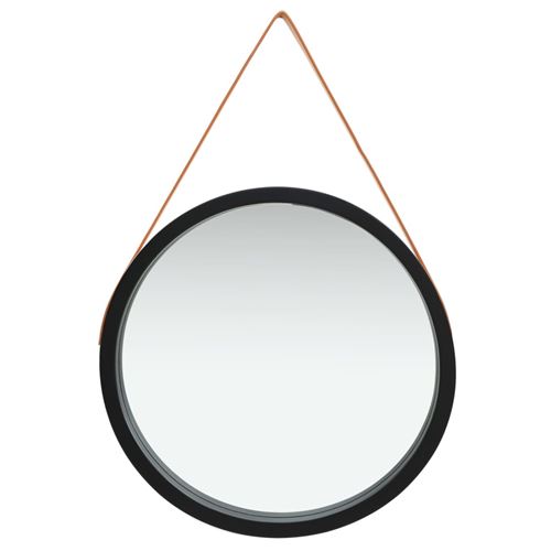 VidaXL Miroir mural avec sangle 60 cm Noir