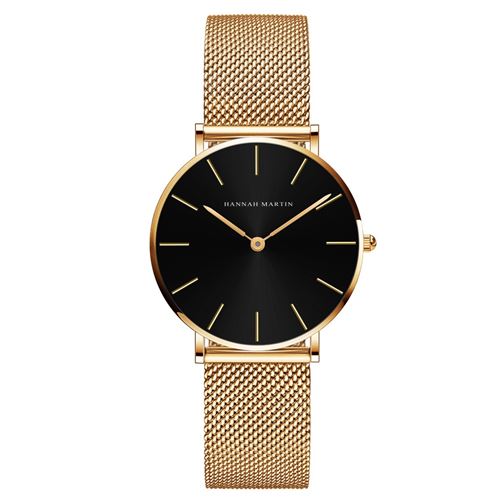 Montre à quartz HANNAH MARTIN Femme HMCH36WNO - Noir&Or(36mm)