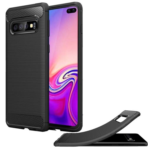 Coque brossée noire Samsung Galaxy S10 PLUS (S10+) Carbon Fiber Antichoc - Accessoires Pochette Case