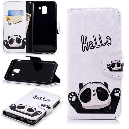 Etui en PU motif panda mignon pour votre Samsung Galaxy J6 (2018)