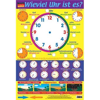 Lire l'heure en allemand - Wievel Uhr ist es? Mini Poster 40 x 60 cm -  Achat & prix