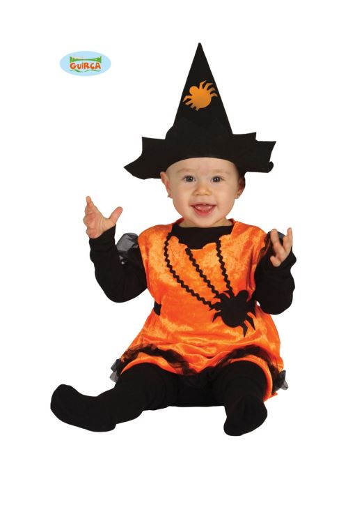 Costume bebe sorciere orange 1/12 mois